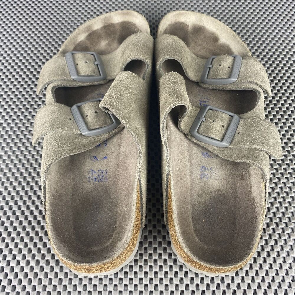 Birkenstock Arizona Sandals Adult 39 L8 M6 Taupe Gray Buckle Made in Germany - Picture 7 of 11